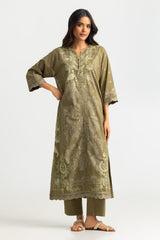UAE-Cambric Printed Co-Ord Set With Embroidered