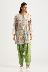 UAE- Cambric Printed Co-Ord Set With Embroidered