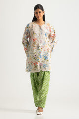 UAE- Cambric Printed Co-Ord Set With Embroidered