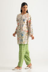 UAE- Cambric Printed Co-Ord Set With Embroidered