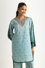UAE- Cambric Printed Co-Ord Set With Embroidered