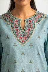 UAE- Cambric Printed Co-Ord Set With Embroidered