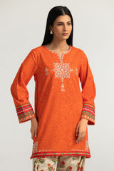UAE-Cambric Printed Co-Ord Set With Embroidered