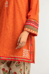 UAE-Cambric Printed Co-Ord Set With Embroidered