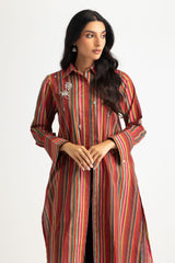 UAE- Cambric Printed Embellished Shirt