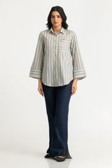 UAE- Cambric Printed Embellished Shirt