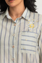 UAE- Cambric Printed Embellished Shirt