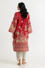 UAE- Cambric Printed Shirt And Embroidered Shalwar
