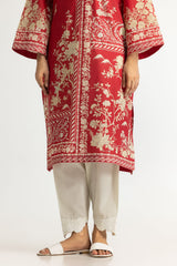 UAE- Cambric Printed Shirt And Embroidered Shalwar