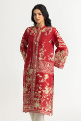 UAE- Cambric Printed Shirt And Embroidered Shalwar