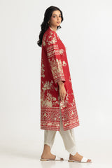 UAE- Cambric Printed Shirt And Embroidered Shalwar