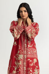 UAE- Cambric Printed Shirt And Embroidered Shalwar