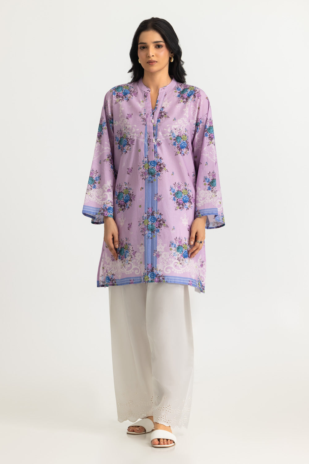 UAE- Cambric Printed Shirt And Embroidered Trouser