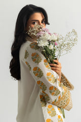 UAE-Cambric Printed Shirt And Gharara With Embroidered