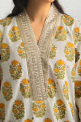 UAE-Cambric Printed Shirt And Gharara With Embroidered