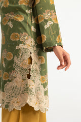 UAE- Cambric Printed Shirt With Embroidered And Dyed Trouser