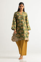UAE- Cambric Printed Shirt With Embroidered And Dyed Trouser