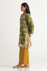 UAE- Cambric Printed Shirt With Embroidered And Dyed Trouser