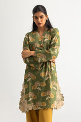 UAE- Cambric Printed Shirt With Embroidered And Dyed Trouser