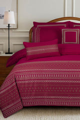 UAE-Carmine T-200 Embroidered Quilt Cover Set