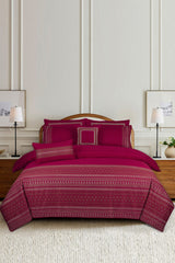 UAE-Carmine T-200 Embroidered Quilt Cover Set