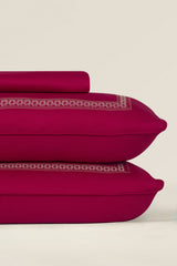 UAE-Carmine T-200 Embroidered Bed Sheet Set