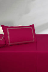 UAE-Carmine T-200 Embroidered Bed Sheet Set