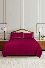 UAE-Carmine T-200 Embroidered Bed Sheet Set