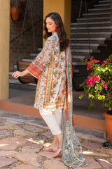 UAE-3 Piece Printed Lawn suit with Chiffon Dupatta