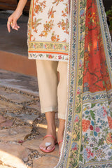 UAE-3 Piece Printed Lawn suit with Chiffon Dupatta