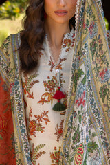 UAE-3 Piece Printed Lawn suit with Chiffon Dupatta