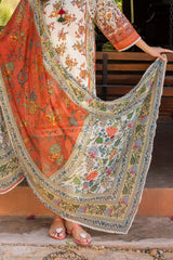 UAE-3 Piece Printed Lawn suit with Chiffon Dupatta