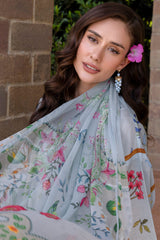 UAE-3 Piece Printed Lawn suit with Chiffon Dupatta
