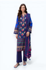 UAE-3 Piece Printed Lawn suit with Chiffon Dupatta