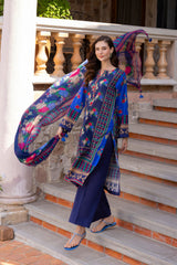 UAE-3 Piece Printed Lawn suit with Chiffon Dupatta