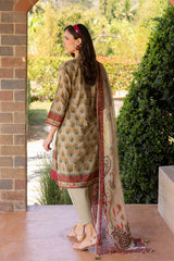 UAE-3 Piece Printed Lawn suit with Chiffon Dupatta