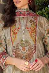 UAE-3 Piece Printed Lawn suit with Chiffon Dupatta
