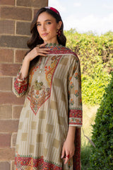 UAE-3 Piece Printed Lawn suit with Chiffon Dupatta