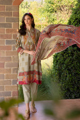 UAE-3 Piece Printed Lawn suit with Chiffon Dupatta