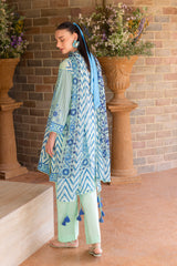 UAE-3 Piece Printed Lawn suit with Chiffon Dupatta