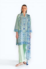 UAE-3 Piece Printed Lawn suit with Chiffon Dupatta