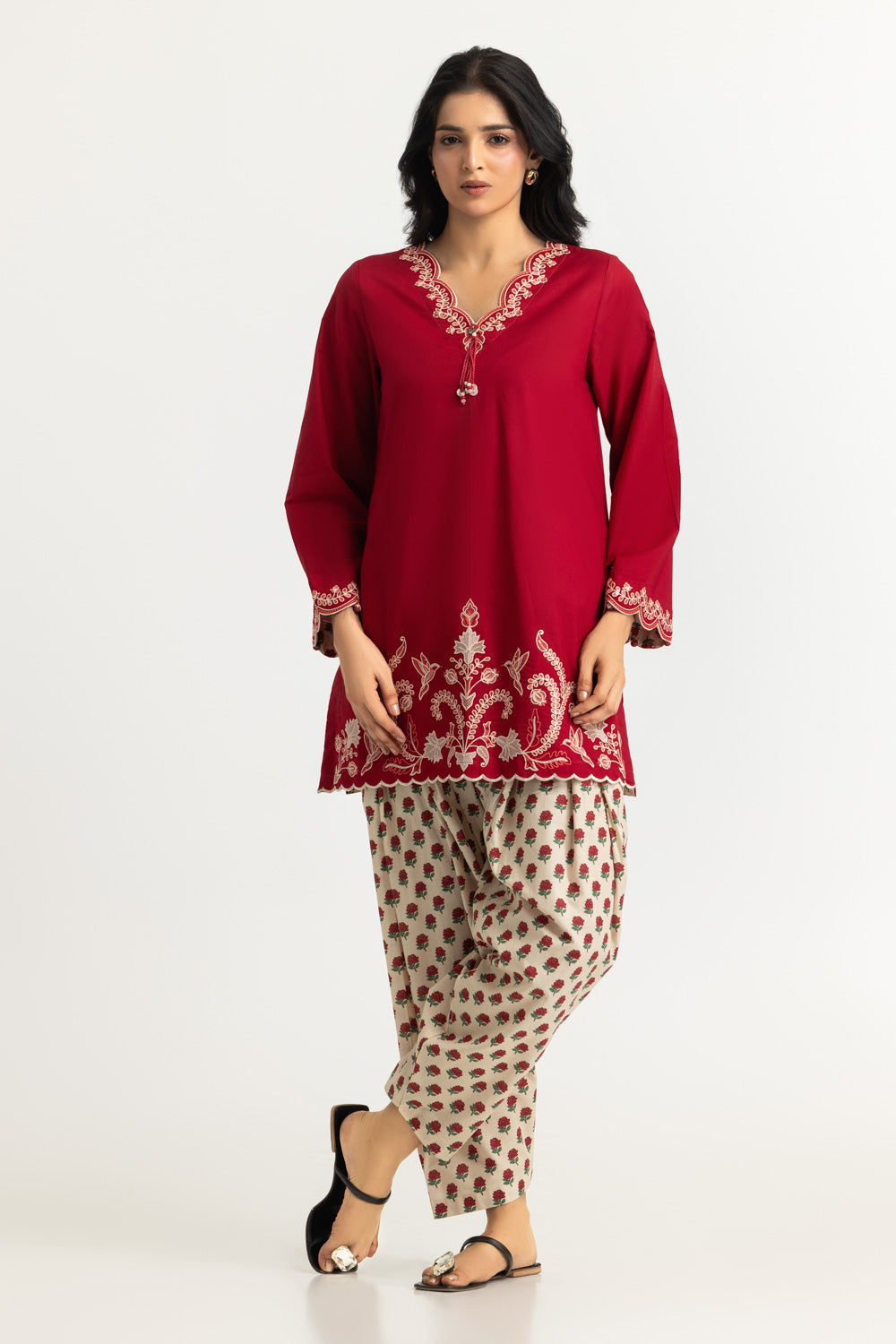 UAE- Cotton Bana Dora Embroidered Co-Ord Set