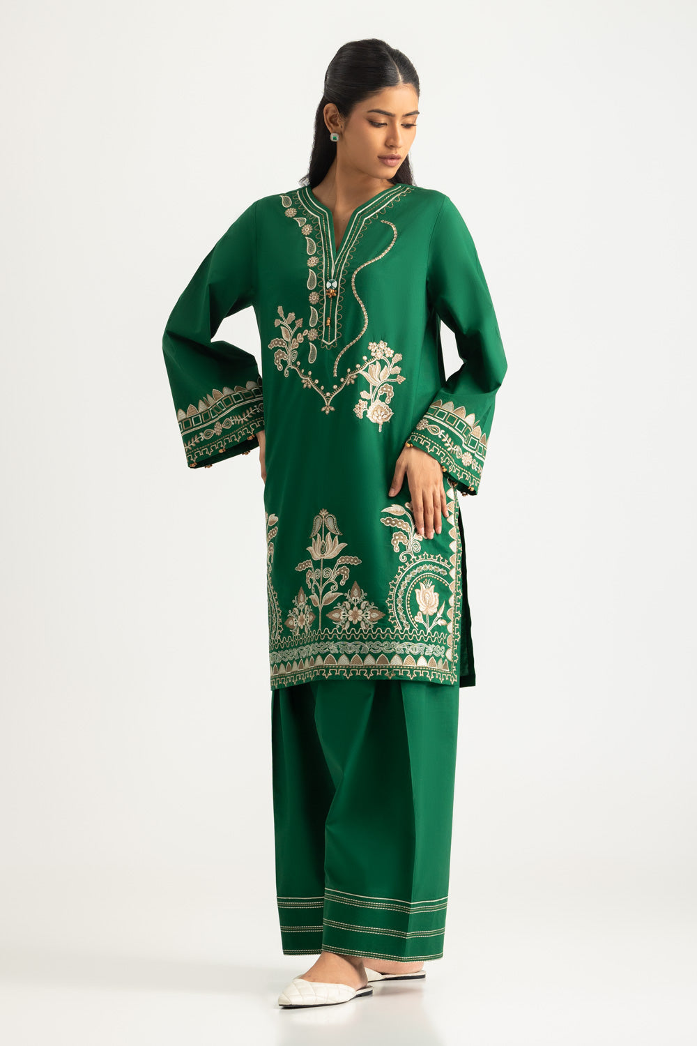 UAE- Cotton Bana Dora Embroidered Co-Ord Set