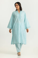 UAE-Cotton Embroidered Shirt And Dyed Shalwar