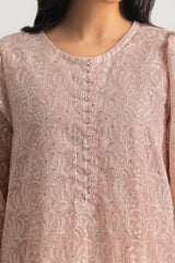 UAE-Cotton Net Embroidered Shirt And Dyed Trouser