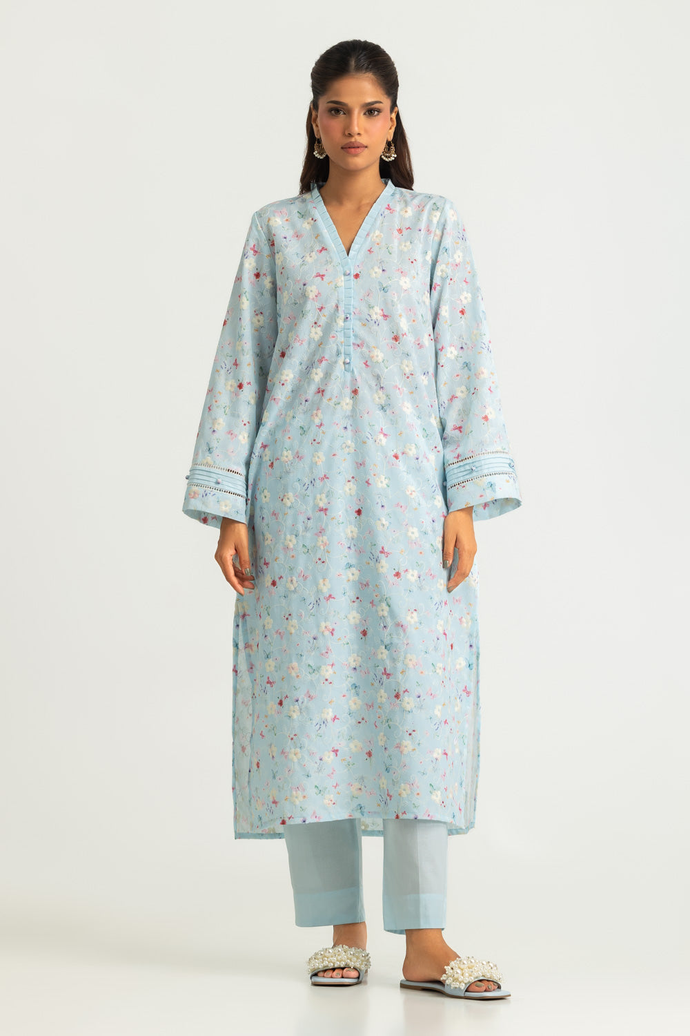 UAE-Cotton Printed Co-Ord Set With Embroidered