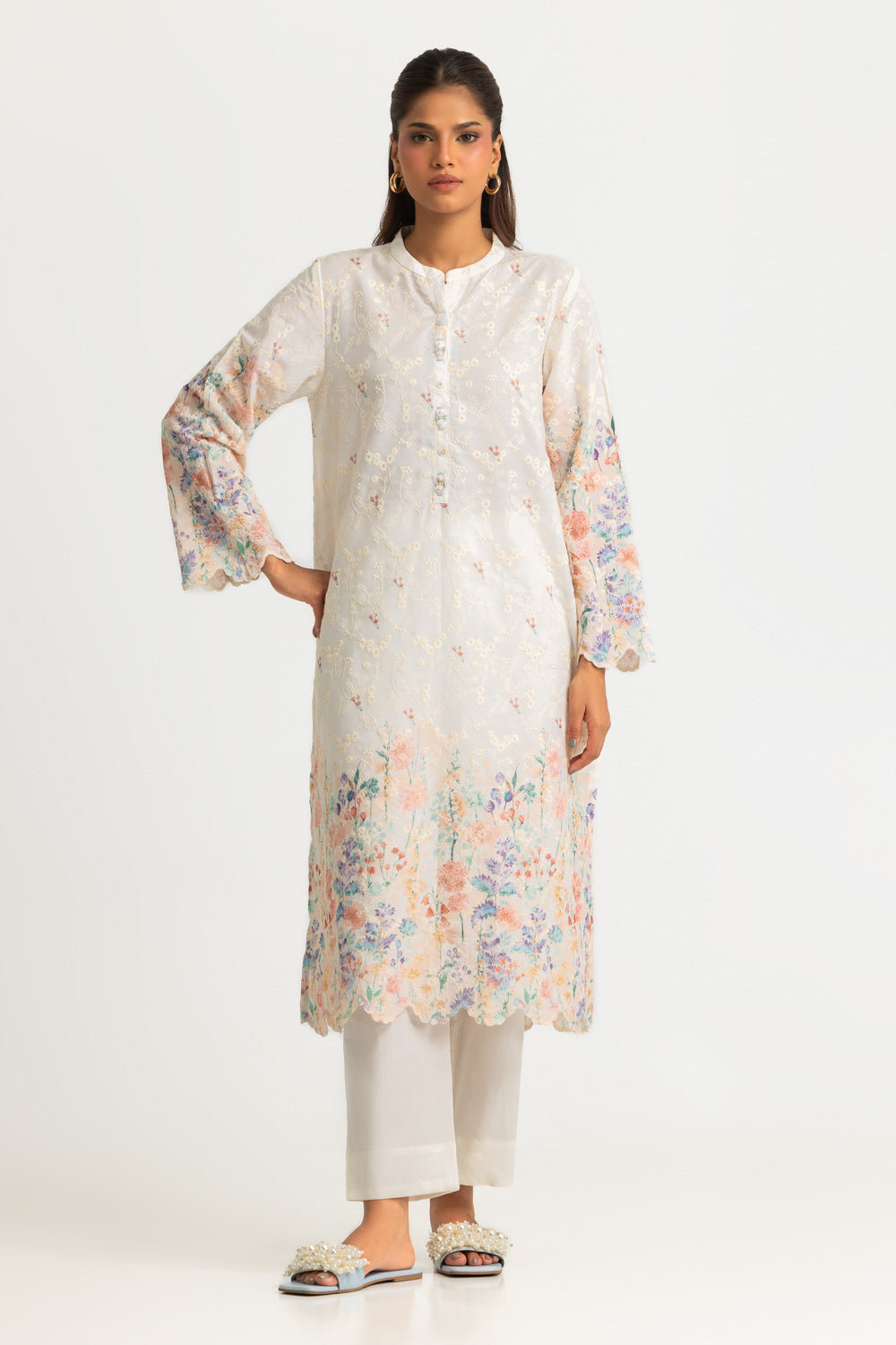 UAE-Cotton Printed Co-Ord Set With Embroidered