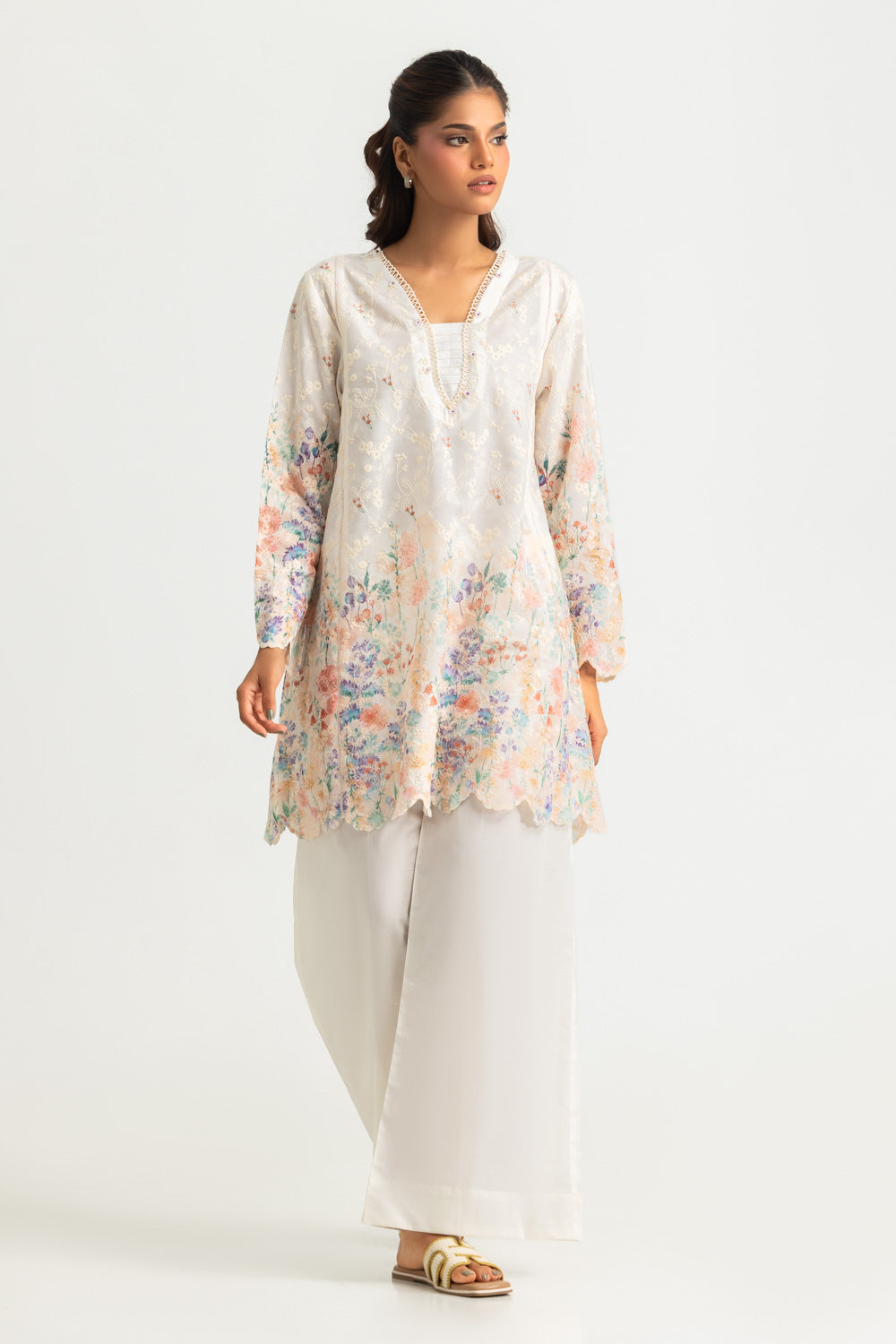 UAE-Cotton Printed Co-Ord Set With Embroidered