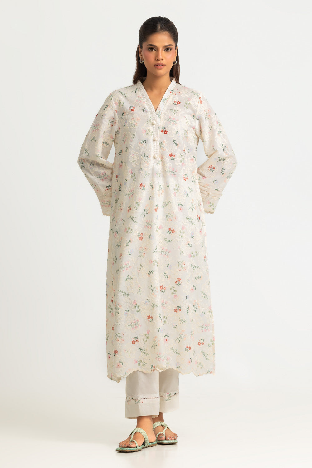 UAE-Cotton Printed Co-Ord Set With Embroidered