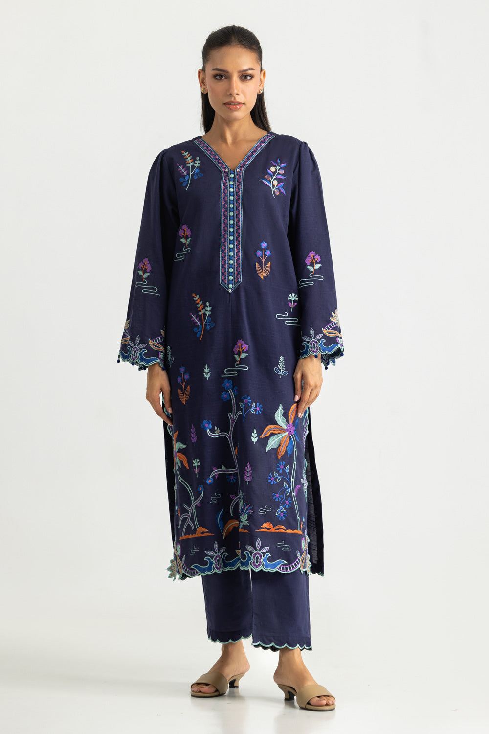 UAE-Cotton Viscose Embroidered Co-Ord Set